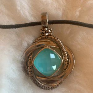 Silver Sterling Necklace with Milky Blue Stone